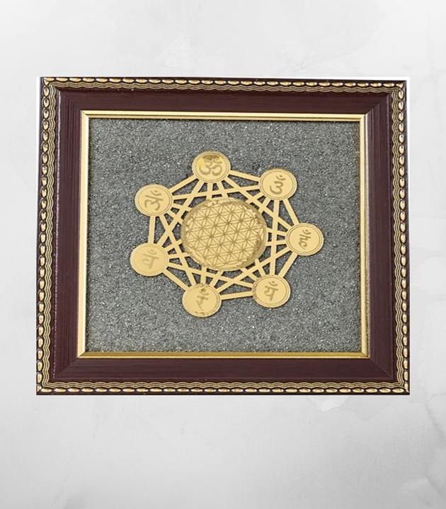 7 Chakra Raw Pyrite Frame | Energy Balance & Wealth Flow